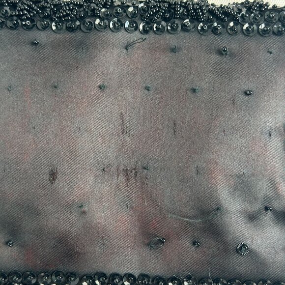 1950s Black Beaded Evening Clutch Fold Over Pocket Clutch Repair or Repurpose - Picture 3 of 6